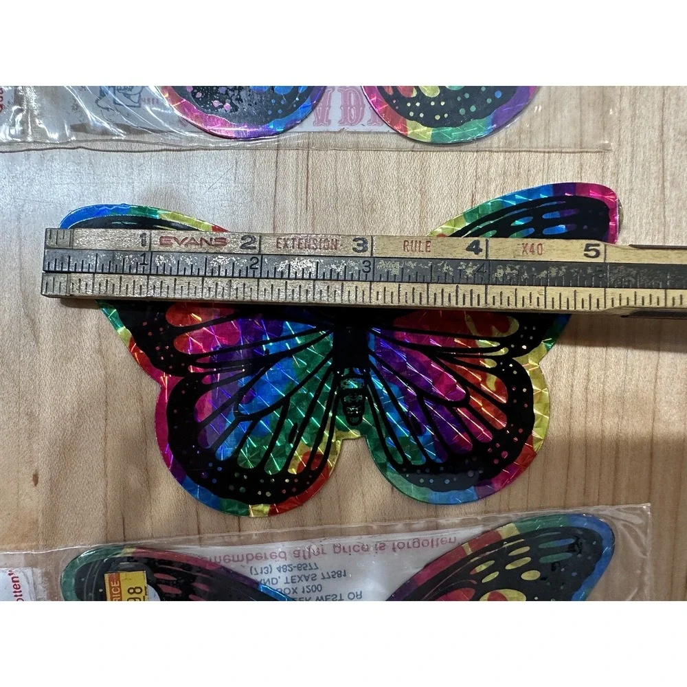 Vintage Lot Of 4 Butterfly prismatic Holo Magnet Multicolored Nos XL